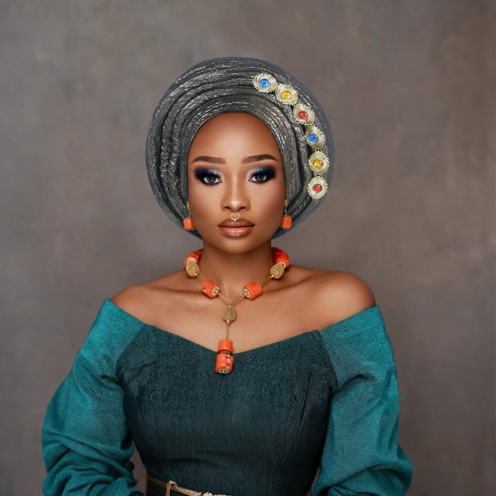 8299 Nigerian hat African auto gele Headscarf hat,Nigerian Headwraps - Picture 4 of 5